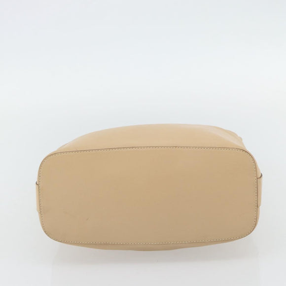 GUCCI Chain Shoulder Bag Leather Beige Silver Auth 180723