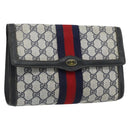 GUCCI GG Supreme Sherry Line Clutch Bag PVC Navy Red 89 01 006 Auth 180726-1