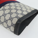 GUCCI GG Supreme Sherry Line Clutch Bag PVC Navy Red 89 01 006 Auth 180726-10