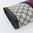 GUCCI GG Supreme Sherry Line Clutch Bag PVC Navy Red 89 01 006 Auth 180726-11