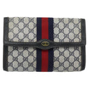 GUCCI GG Supreme Sherry Line Clutch Bag PVC Navy Red 89 01 006 Auth 180726-2