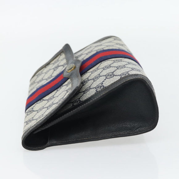 GUCCI GG Supreme Sherry Line Clutch Bag PVC Navy Red 89 01 006 Auth 180726