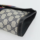 GUCCI GG Supreme Sherry Line Clutch Bag PVC Navy Red 89 01 006 Auth 180726-8