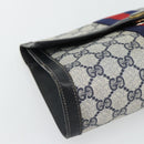 GUCCI GG Supreme Sherry Line Clutch Bag PVC Navy Red 89 01 006 Auth 180726-9