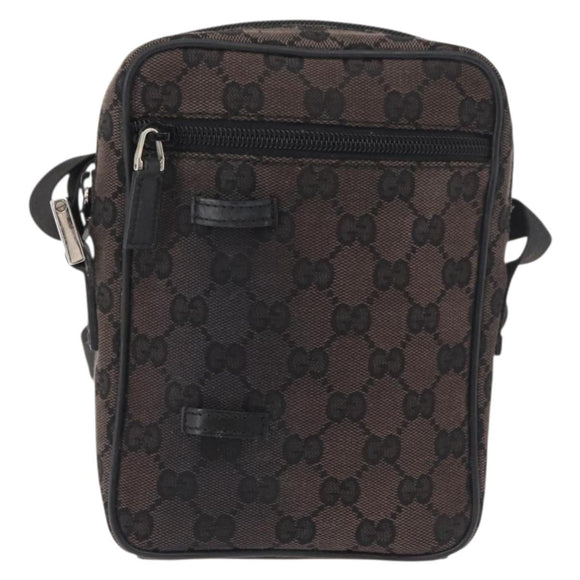 GUCCI GG Canvas Shoulder Bag Black Silver 018 1619 Auth 180727