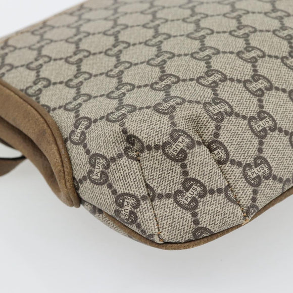 GUCCI GG Plus Supreme Shoulder Bag PVC Beige Gold Auth 180728