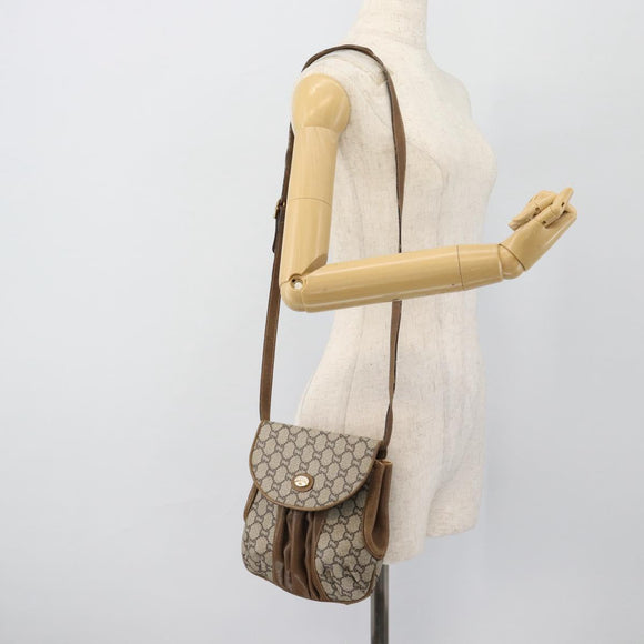 GUCCI GG Plus Supreme Shoulder Bag PVC Beige Gold Auth 180728