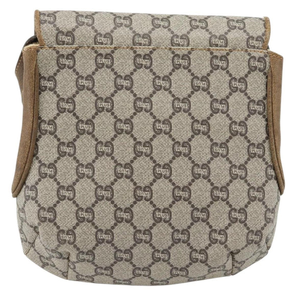 GUCCI GG Plus Supreme Shoulder Bag PVC Beige Gold Auth 180728