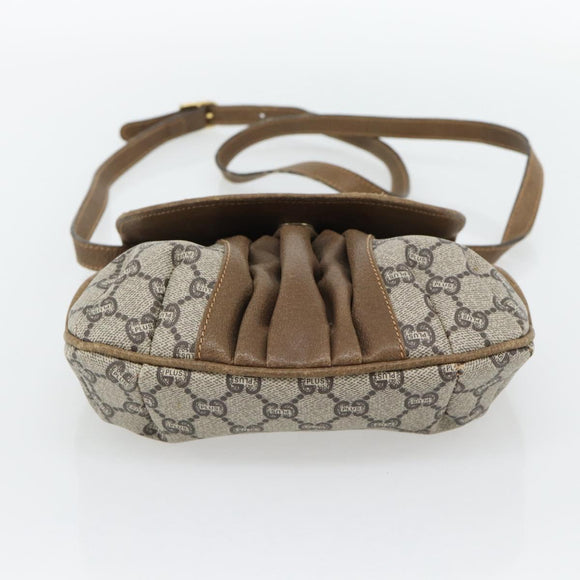 GUCCI GG Plus Supreme Shoulder Bag PVC Beige Gold Auth 180728