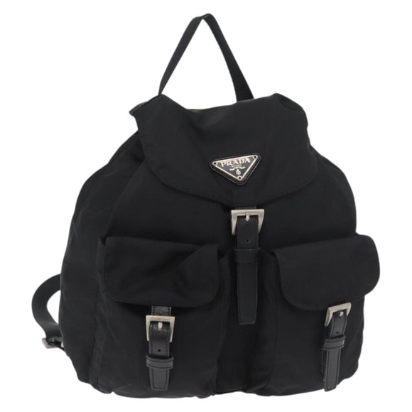 PRADA Backpack Nylon Black Silver Auth 180736A