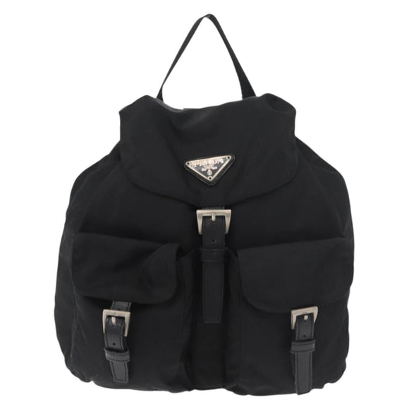 PRADA Backpack Nylon Black Silver Auth 180736A