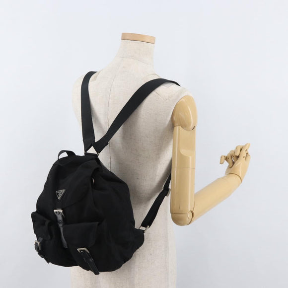 PRADA Backpack Nylon Black Silver Auth 180736A