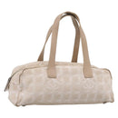 CHANEL New Travel Line Hand Bag Nylon Beige Silver CC Auth 180753-1