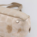 CHANEL New Travel Line Hand Bag Nylon Beige Silver CC Auth 180753-10