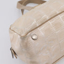 CHANEL New Travel Line Hand Bag Nylon Beige Silver CC Auth 180753-11
