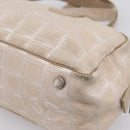 CHANEL New Travel Line Hand Bag Nylon Beige Silver CC Auth 180753-12