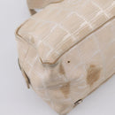 CHANEL New Travel Line Hand Bag Nylon Beige Silver CC Auth 180753-13
