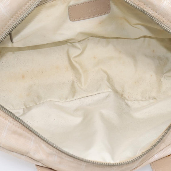 CHANEL New Travel Line Hand Bag Nylon Beige Silver CC Auth 180753