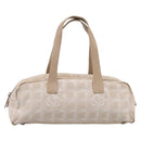 CHANEL New Travel Line Hand Bag Nylon Beige Silver CC Auth 180753-2