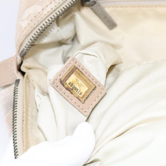 CHANEL New Travel Line Hand Bag Nylon Beige Silver CC Auth 180753