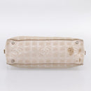 CHANEL New Travel Line Hand Bag Nylon Beige Silver CC Auth 180753-9
