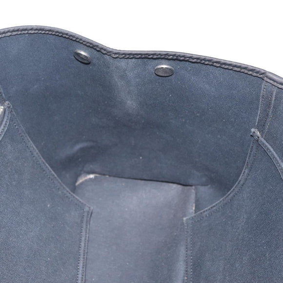 HERMES Cabak Elan Hand Bag Canvas Silver Navy Auth 180754