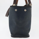 HERMES Cabak Elan Hand Bag Canvas Silver Navy Auth 180754-5