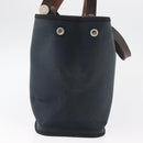 HERMES Cabak Elan Hand Bag Canvas Silver Navy Auth 180754-6