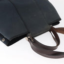 HERMES Cabak Elan Hand Bag Canvas Silver Navy Auth 180754-7