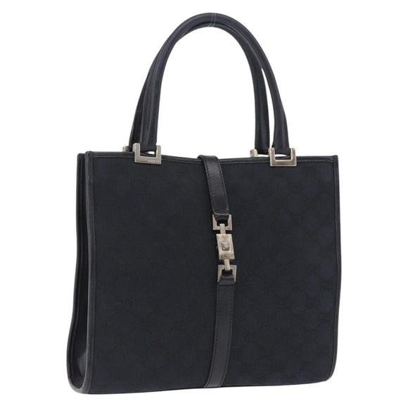GUCCI GG Canvas Jackie Hand Bag Black Gold 002 1065 Auth 180760