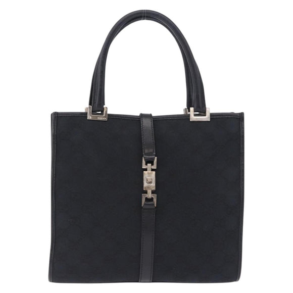 GUCCI GG Canvas Jackie Hand Bag Black Gold 002 1065 Auth 180760
