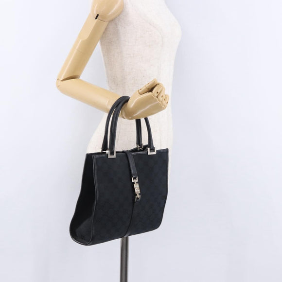 GUCCI GG Canvas Jackie Hand Bag Black Gold 002 1065 Auth 180760