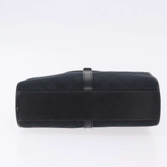 GUCCI GG Canvas Jackie Hand Bag Black Gold 002 1065 Auth 180760