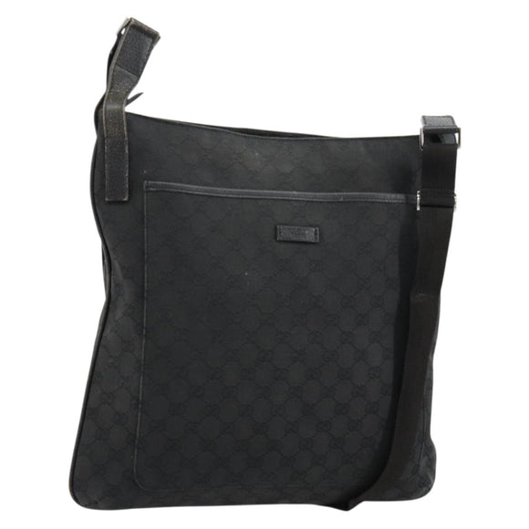 GUCCI GG Canvas Shoulder Bag Black Silver 122791 Auth 180778
