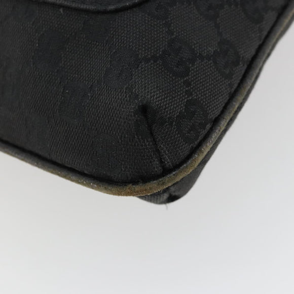 GUCCI GG Canvas Shoulder Bag Black Silver 122791 Auth 180778