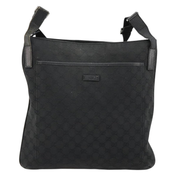 GUCCI GG Canvas Shoulder Bag Black Silver 122791 Auth 180778