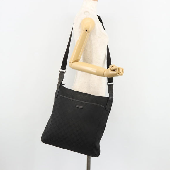 GUCCI GG Canvas Shoulder Bag Black Silver 122791 Auth 180778