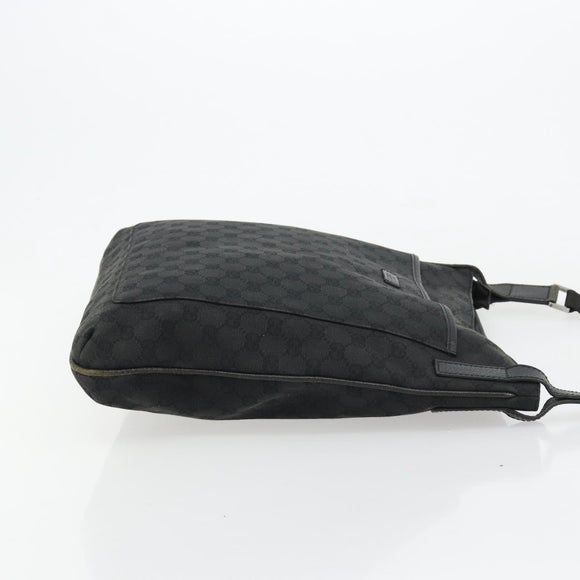 GUCCI GG Canvas Shoulder Bag Black Silver 122791 Auth 180778