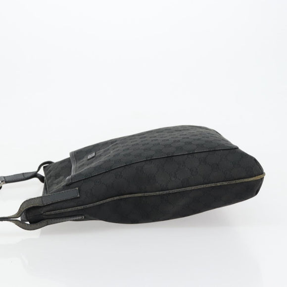 GUCCI GG Canvas Shoulder Bag Black Silver 122791 Auth 180778