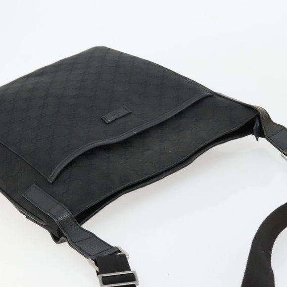 GUCCI GG Canvas Shoulder Bag Black Silver 122791 Auth 180778