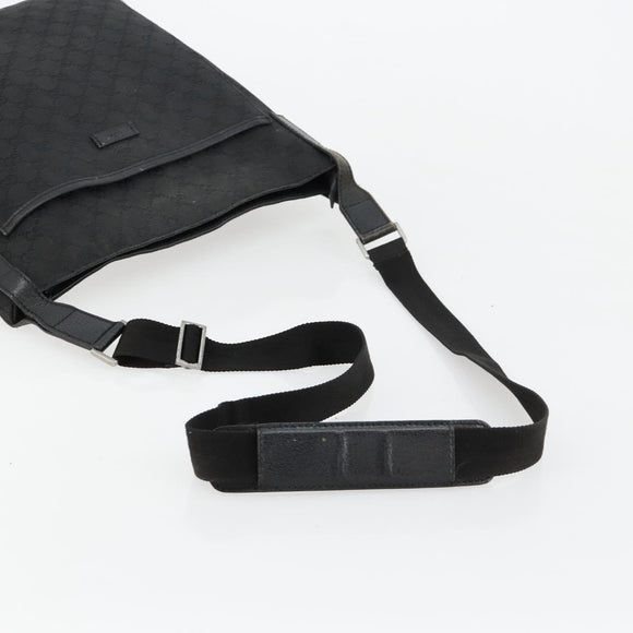 GUCCI GG Canvas Shoulder Bag Black Silver 122791 Auth 180778