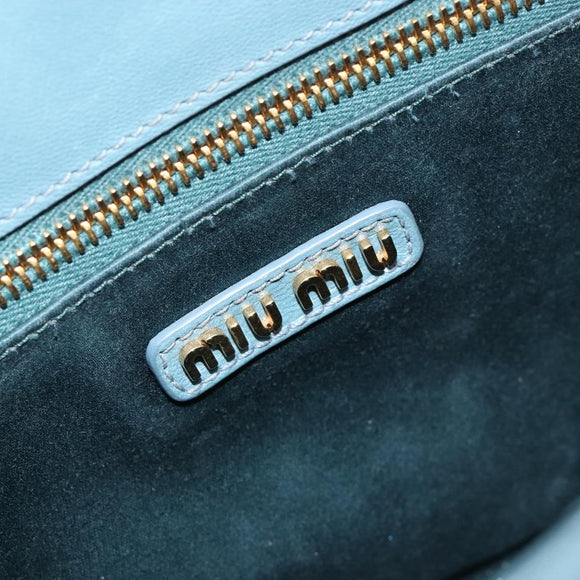 Miu Miu Hand Bag Leather Blue Gold Auth 180783A