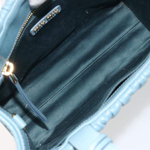 Miu Miu Hand Bag Leather Blue Gold Auth 180783A