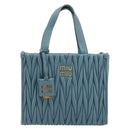 Miu Miu Hand Bag Leather Blue Gold Auth 180783A-2