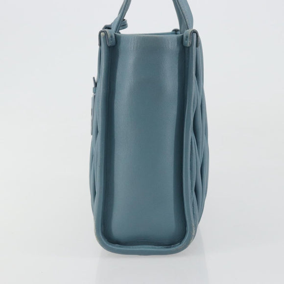 Miu Miu Hand Bag Leather Blue Gold Auth 180783A