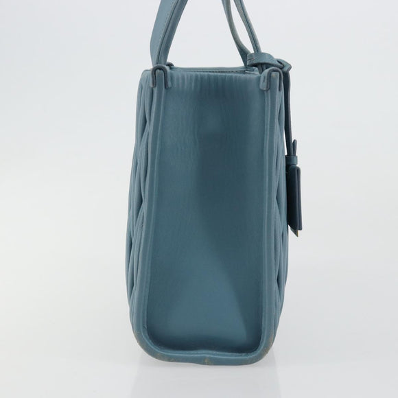 Miu Miu Hand Bag Leather Blue Gold Auth 180783A