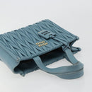 Miu Miu Hand Bag Leather Blue Gold Auth 180783A-6