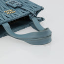 Miu Miu Hand Bag Leather Blue Gold Auth 180783A-7