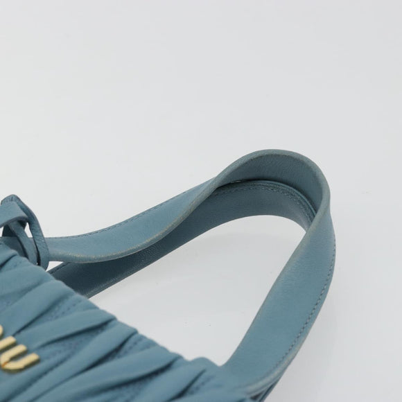 Miu Miu Hand Bag Leather Blue Gold Auth 180783A
