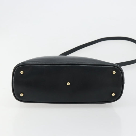 GUCCI Bamboo Hand Bag Leather 2way Navy Gold 000 2865 0290 Auth 180796